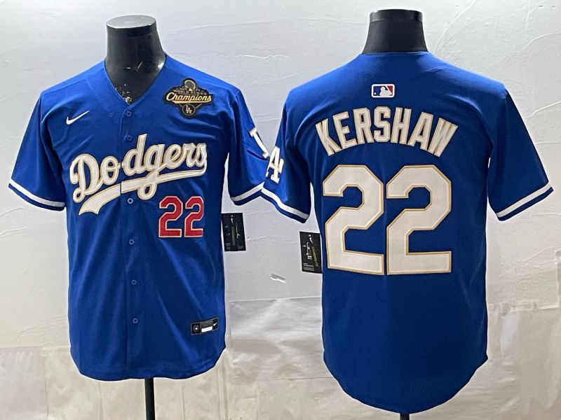 2026 Men Nike Los Angeles Dodgers #22 Kershaw Blue gold Game MLB Jersey 006->los angeles dodgers->MLB Jersey